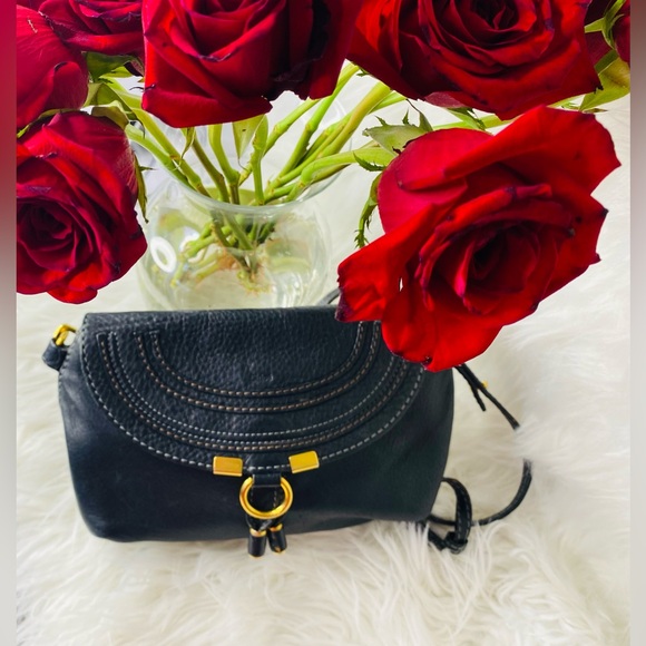 Chloe Marcie Pochette Crossbody Black Leather Bag Authentic - Picture 4 of 17